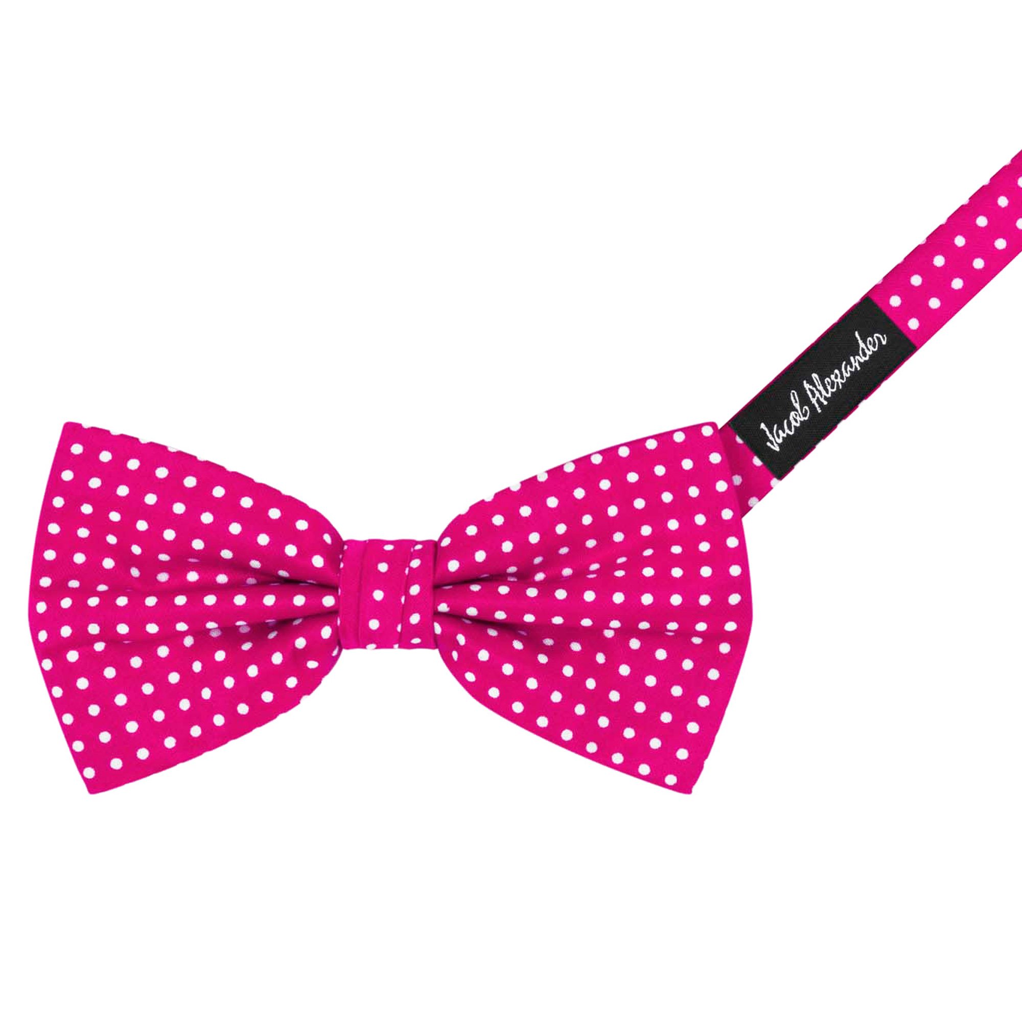 Men's Polka Dot Print Pre-Tied Banded Adjustable Bow Tie - Fuchsia Pink