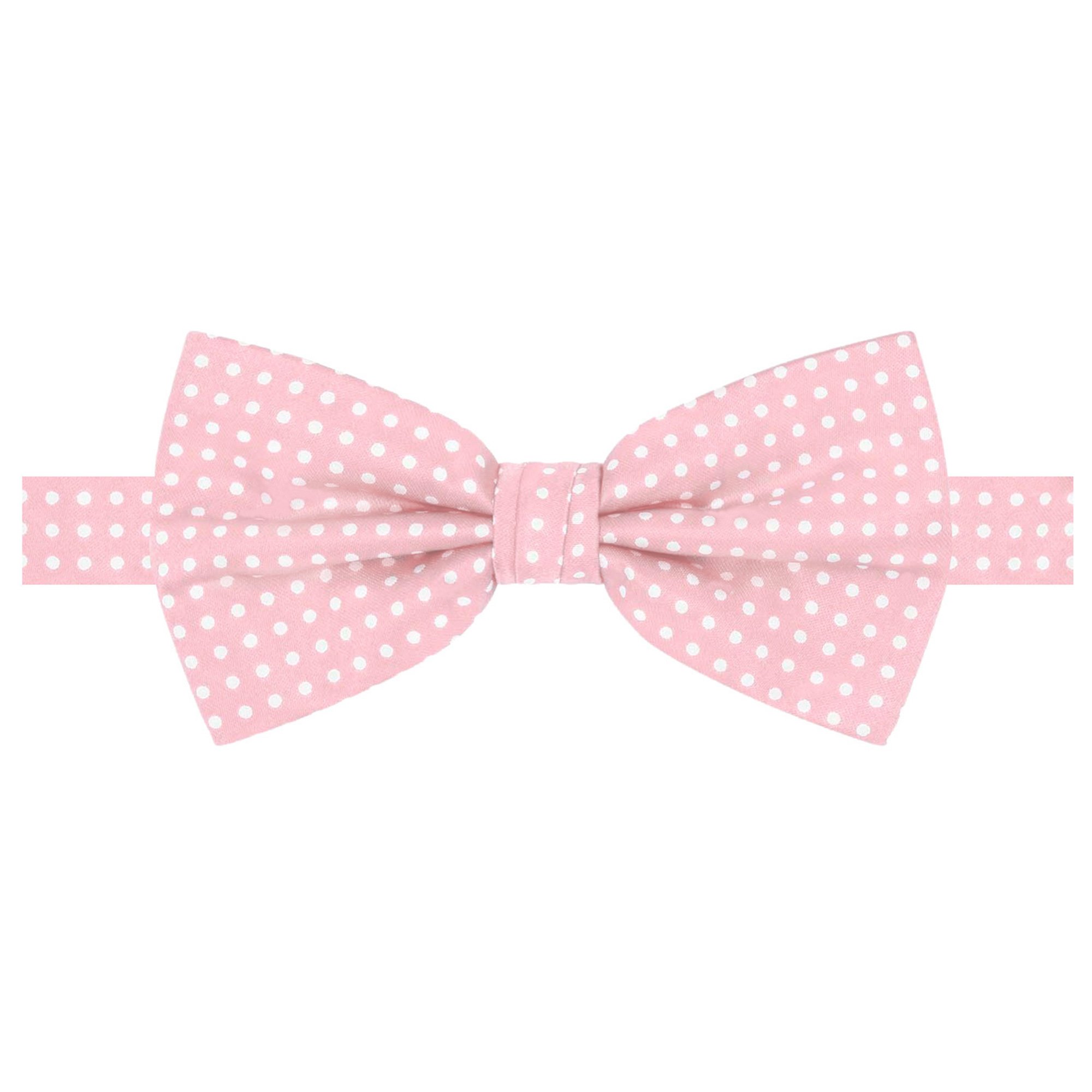 Men's Polka Dot Print Pre-Tied Banded Adjustable Bow Tie - Bridal Pink