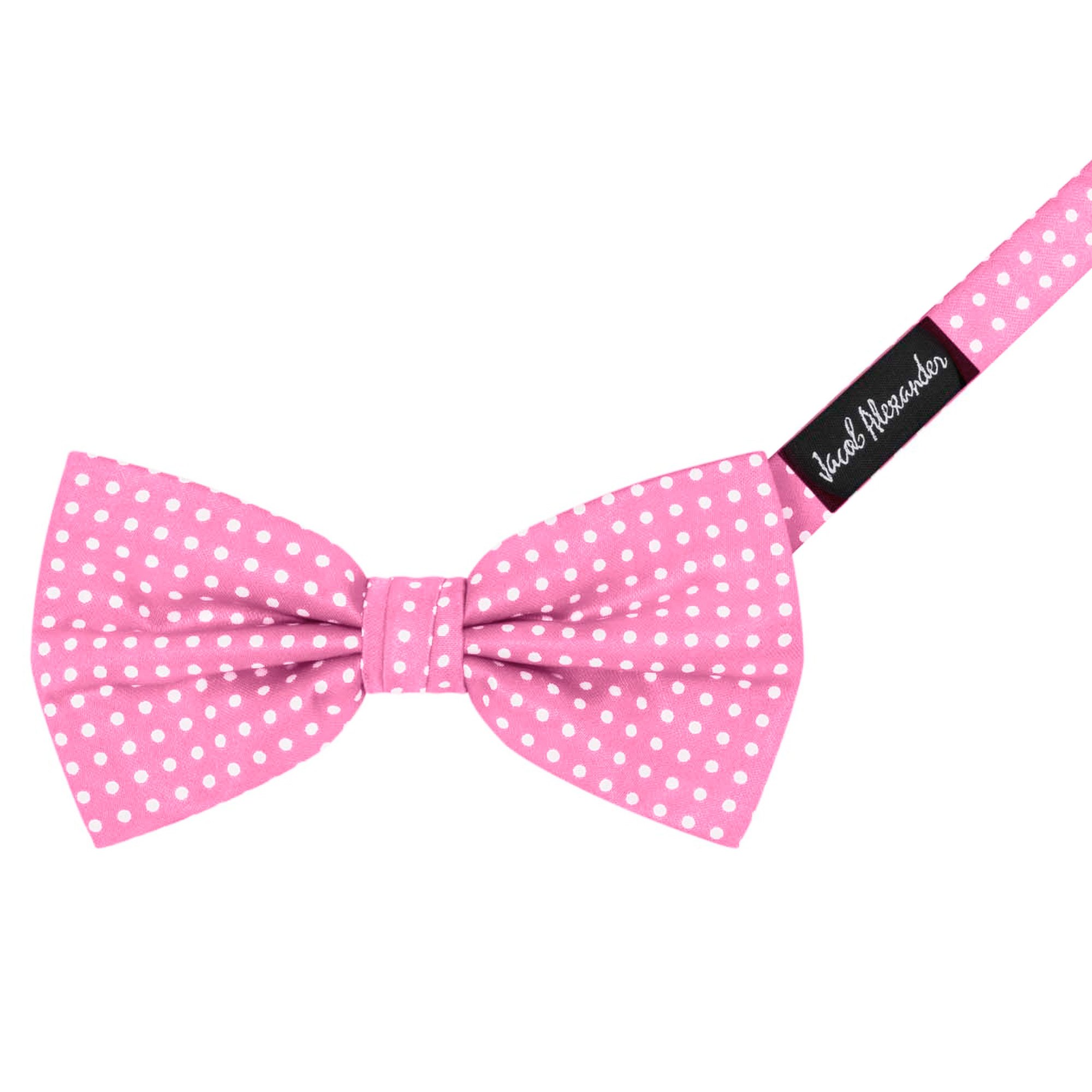 Men's Polka Dot Print Pre-Tied Banded Adjustable Bow Tie - Carnation Pink