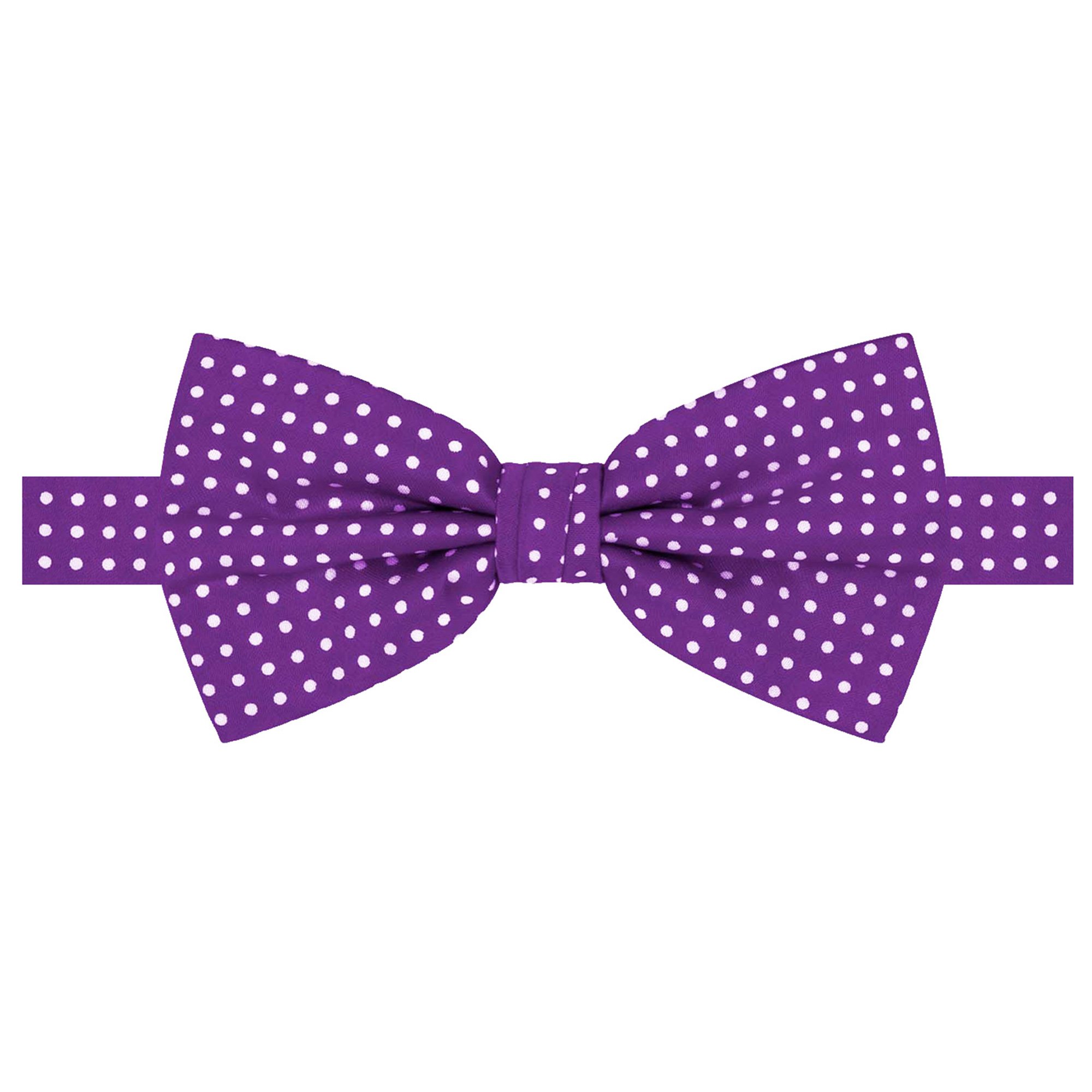 Men's Polka Dot Print Pre-Tied Banded Adjustable Bow Tie - Purple