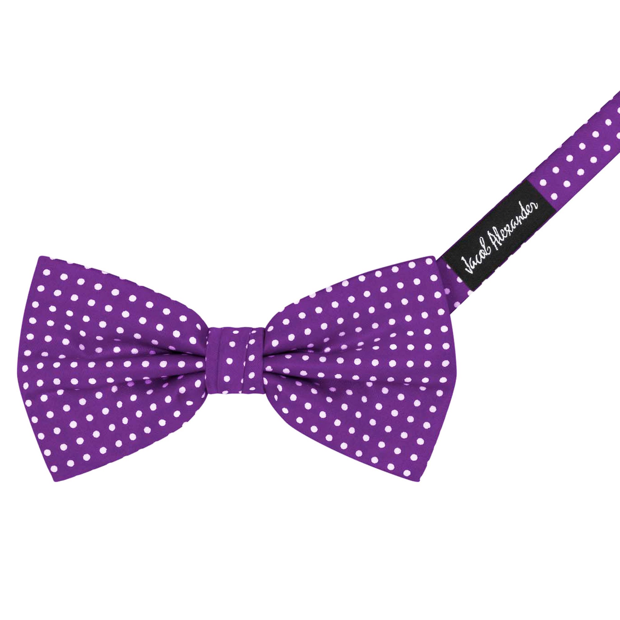 Men's Polka Dot Print Pre-Tied Banded Adjustable Bow Tie - Purple