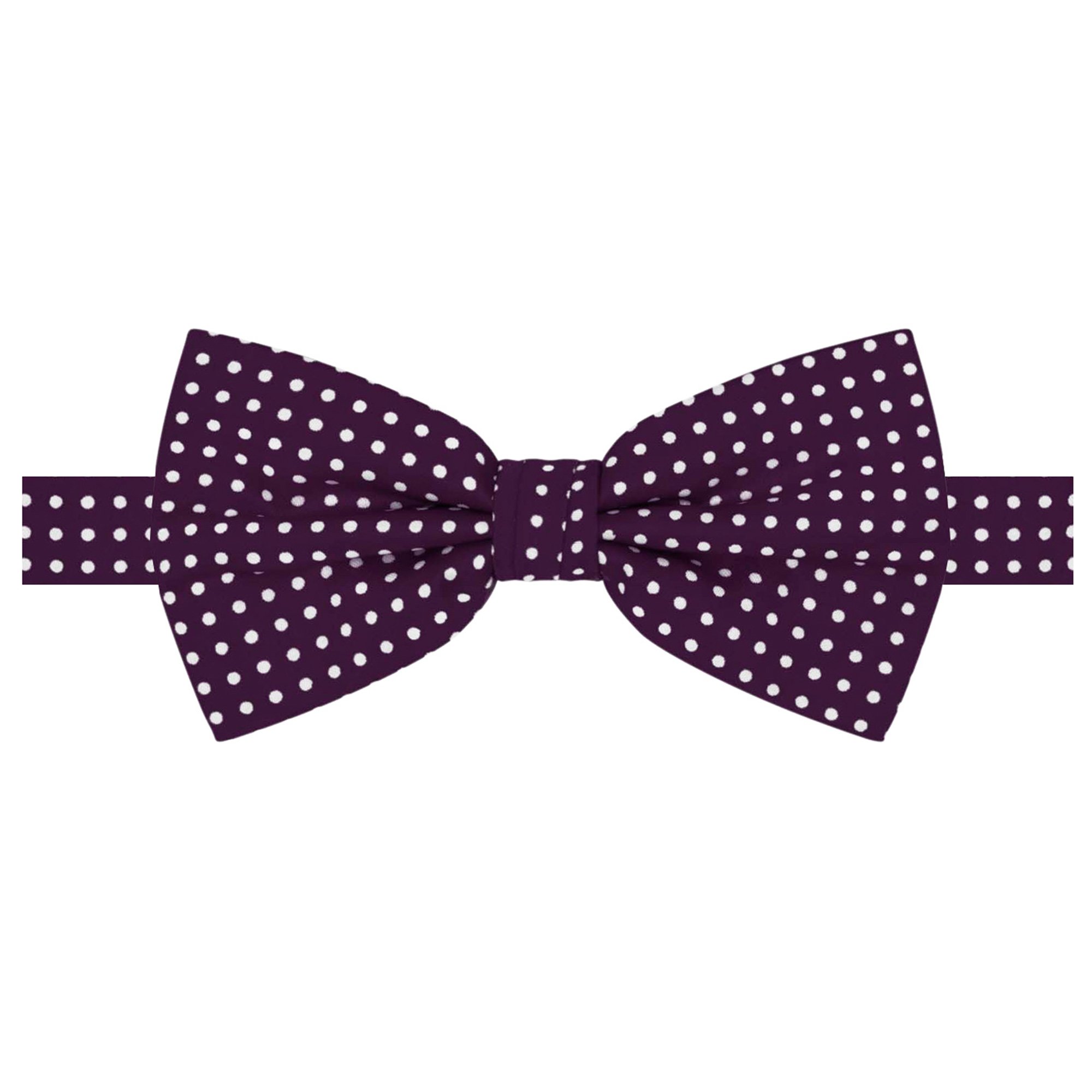 Men's Polka Dot Print Pre-Tied Banded Adjustable Bow Tie - Eggplant Purple