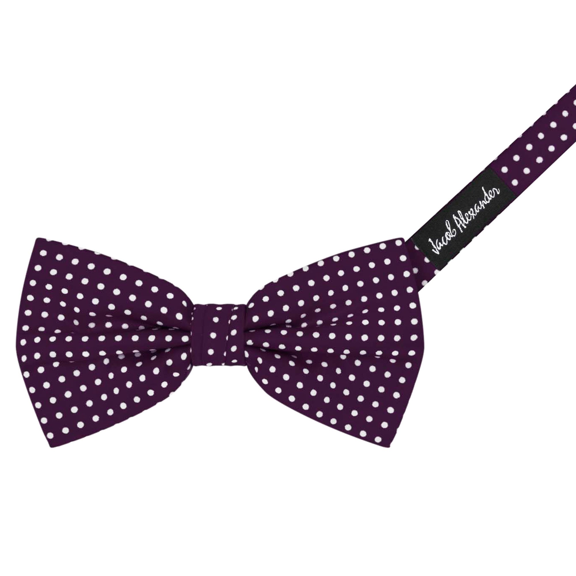 Men's Polka Dot Print Pre-Tied Banded Adjustable Bow Tie - Eggplant Purple