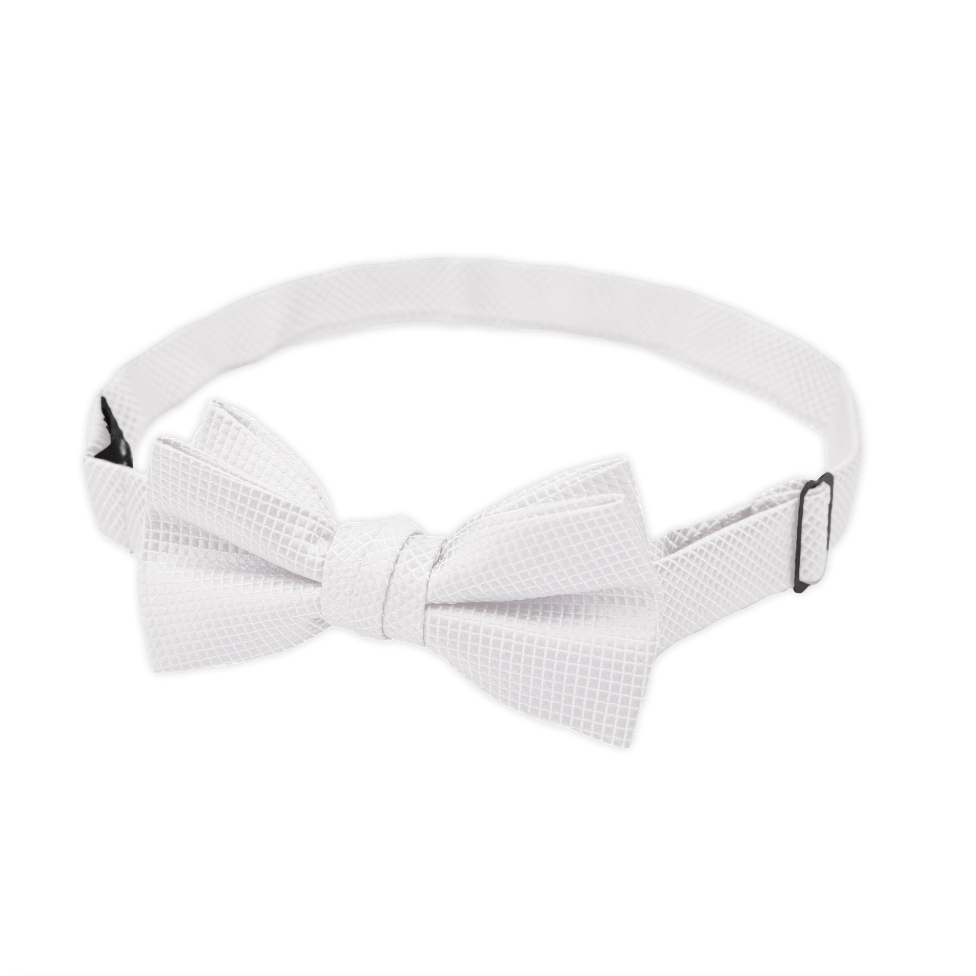 Young Boys' Woven Subtle Mini Squares Adjustable Pre-Tied Banded Bow Tie - White