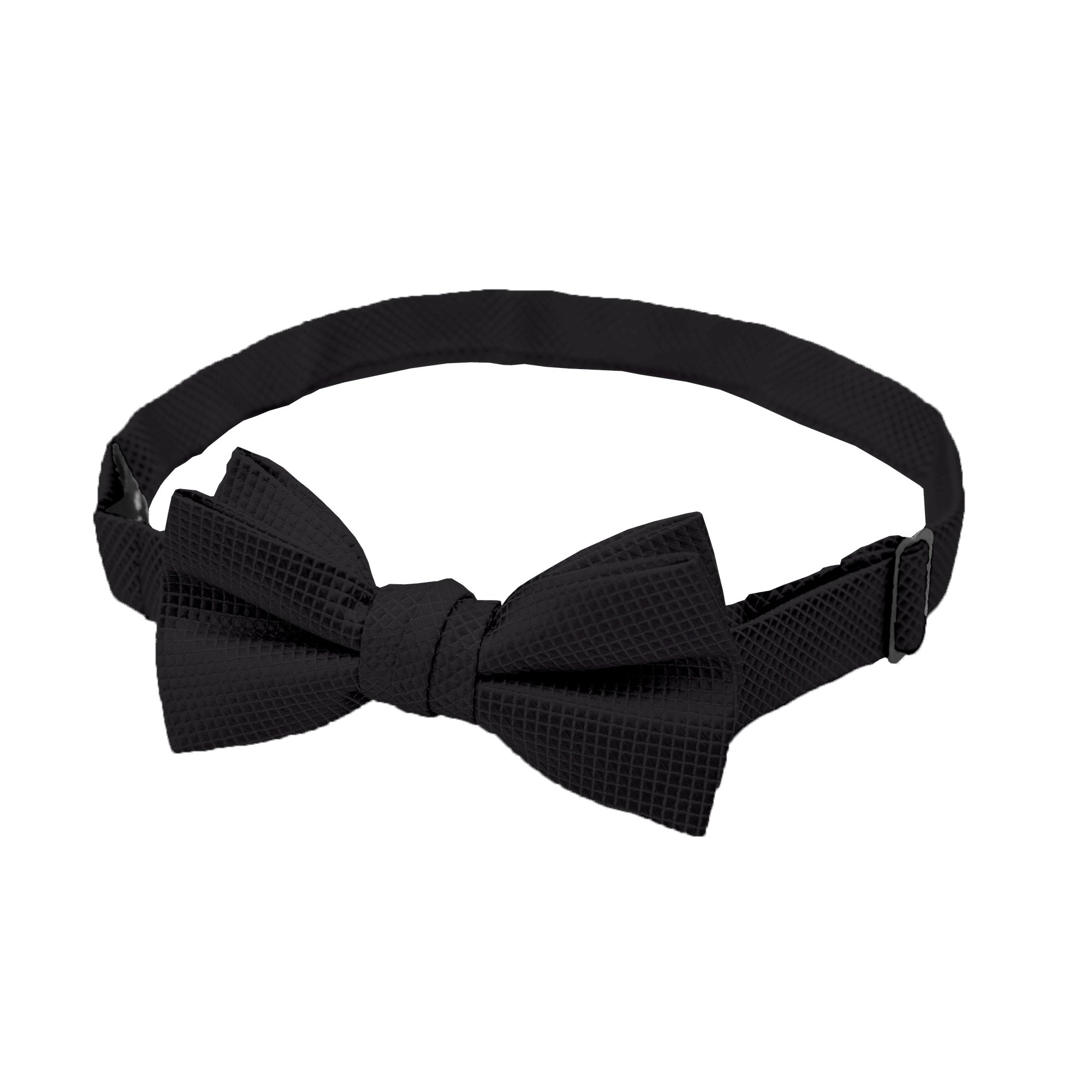 Young Boys' Woven Subtle Mini Squares Pre-Tied Adjustable Banded Bow Tie - Black