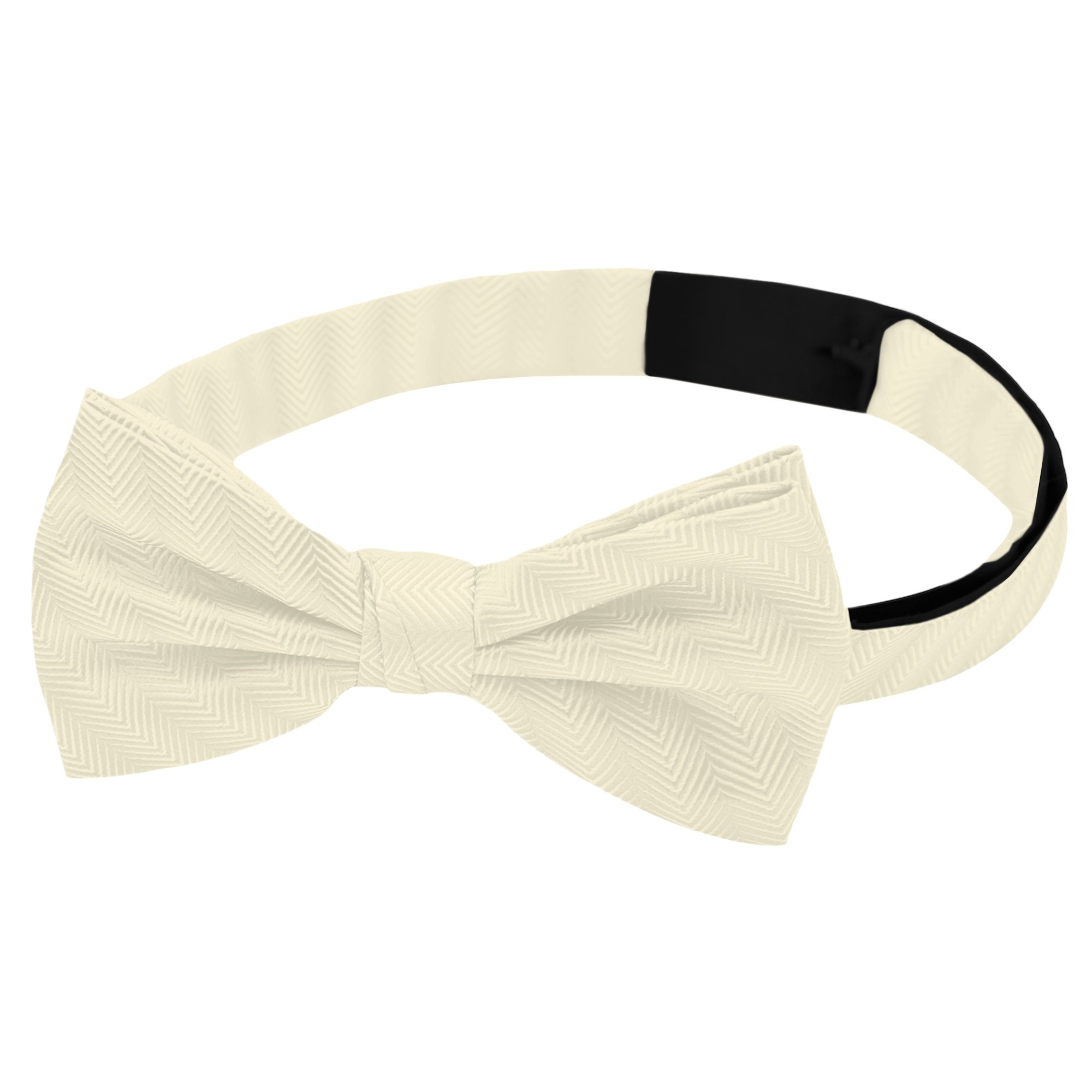 Men's Silk Blend Solid Color Pre-Tied Adjustable Banded Chevron Bow Tie - Mod White