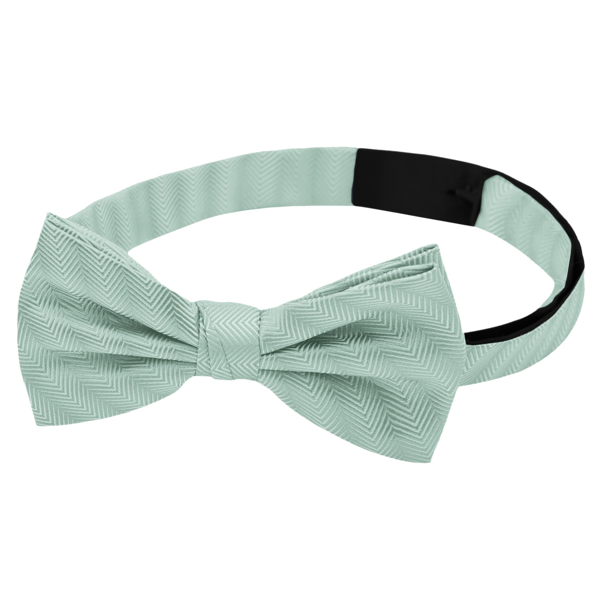 Men's Silk Blend Solid Color Pre-Tied Adjustable Banded Chevron Bow Tie - Sage Mist
