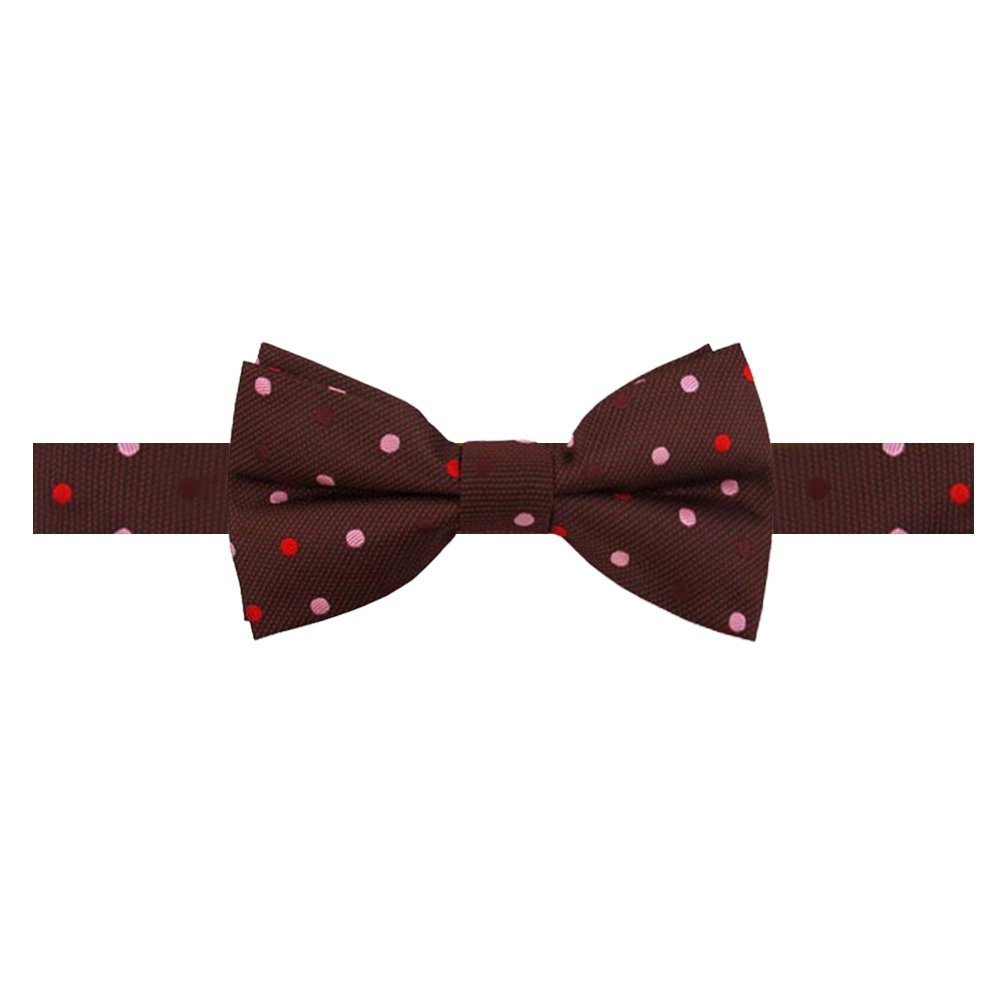 Young Boys' Dots Pre-Tied Adjustable Banded Bow Tie - Wine Pink Red