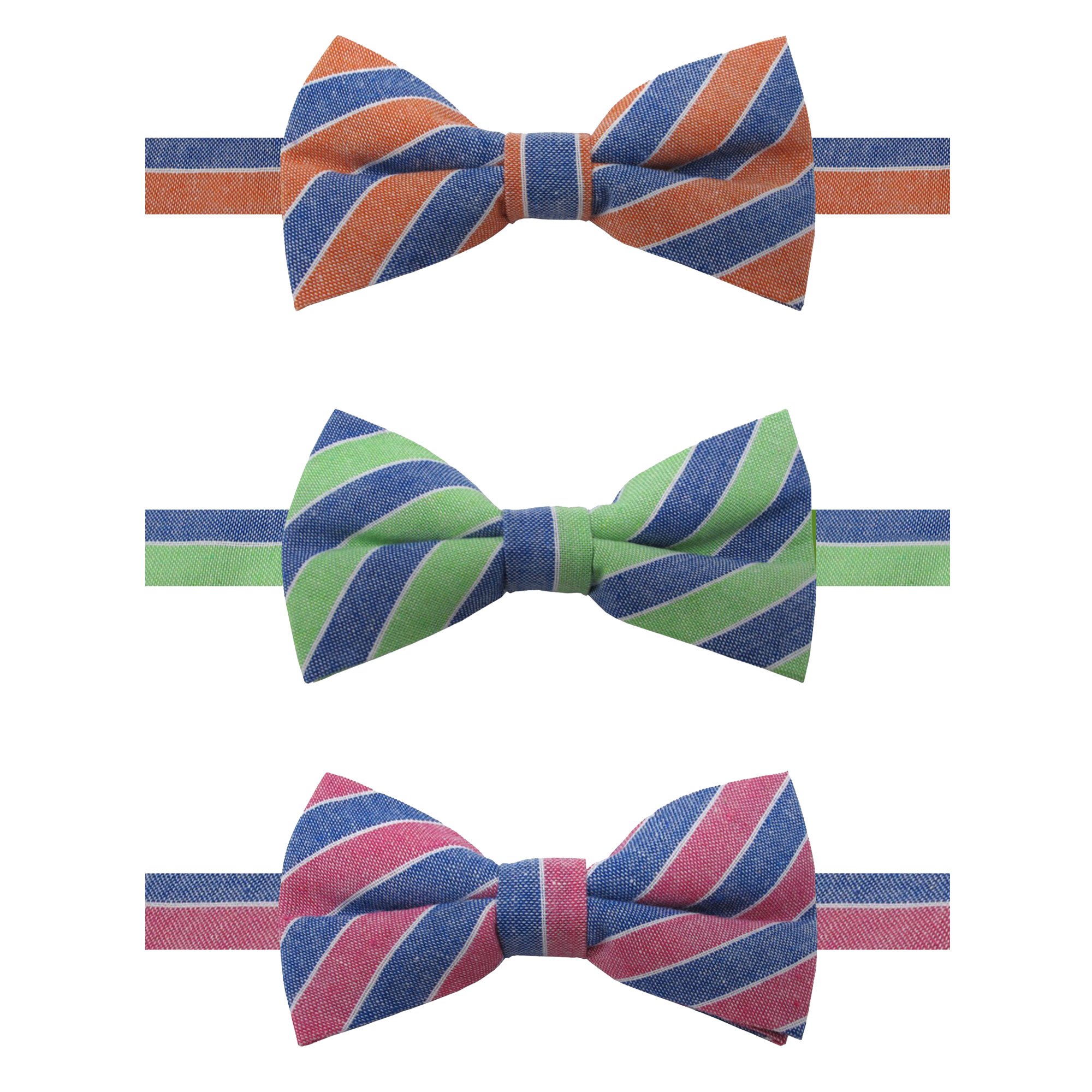 Men's Carson Variegated Diagonal Stripe Pre-Tied Adjustable Banded Bow Tie - Green and Denim
