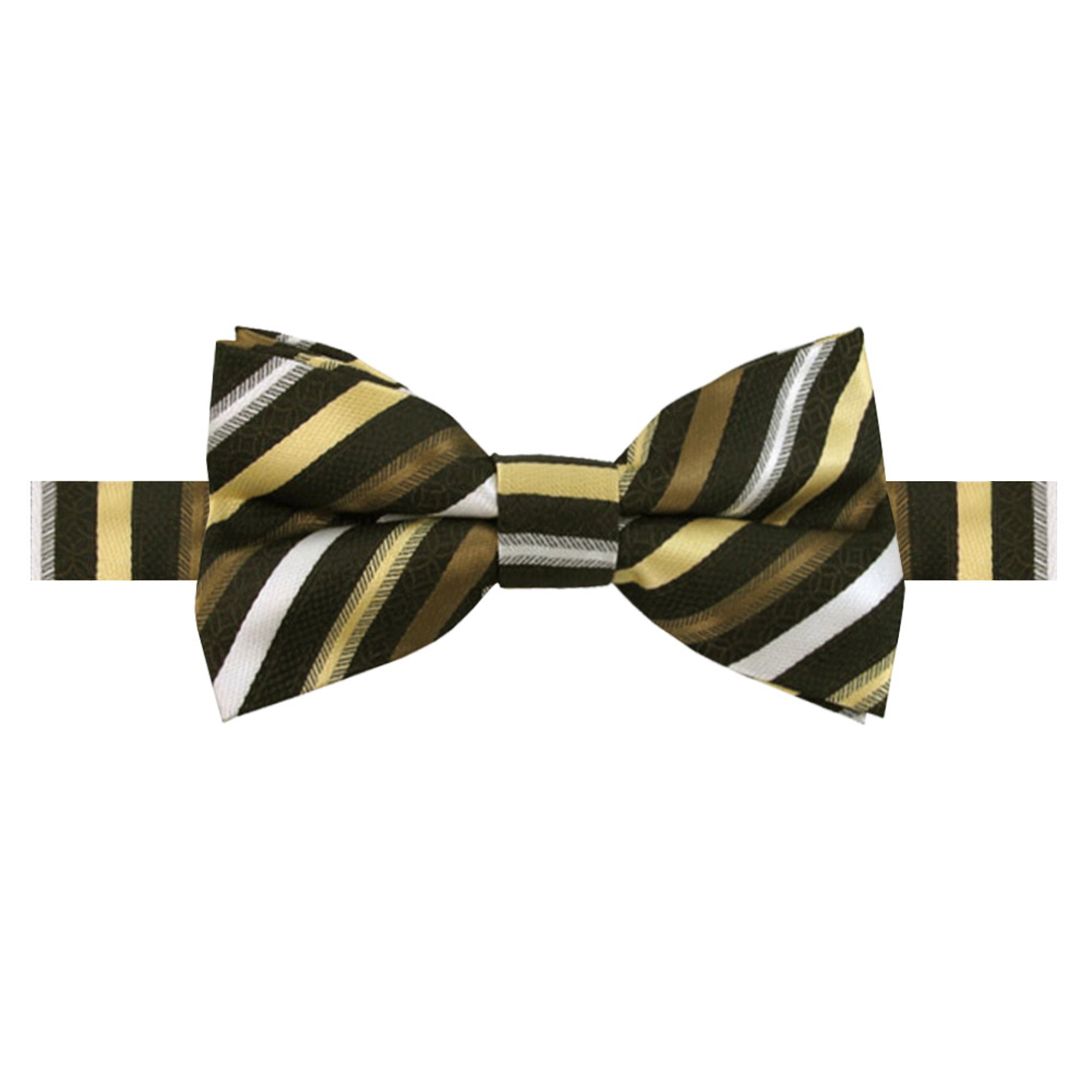 Men's 3-Tone Pre-Tied Adjustable Banded Bow Tie - Brown Gold White