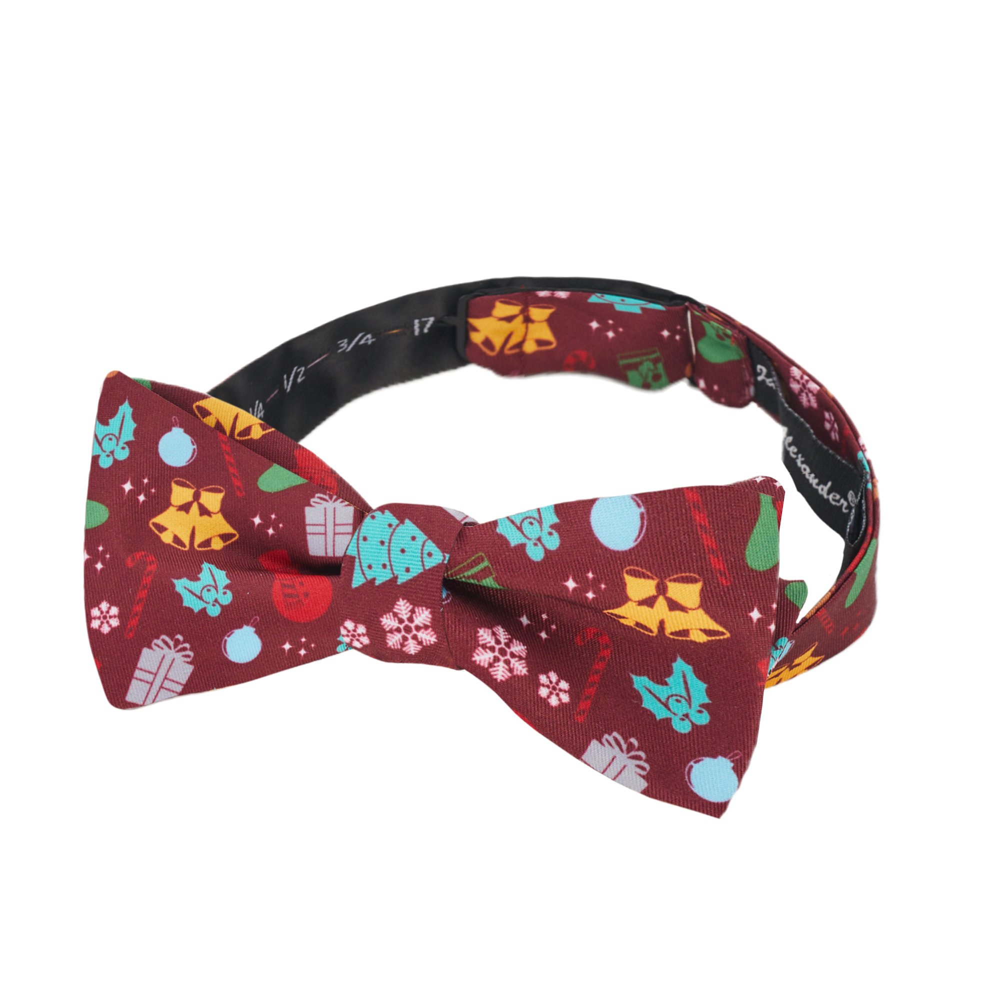 Men's Christmas Tree Decors Snowman Gingerbread Gifts Snowflakes Traditional Freestyle Self-Tie Bow Tie - Red