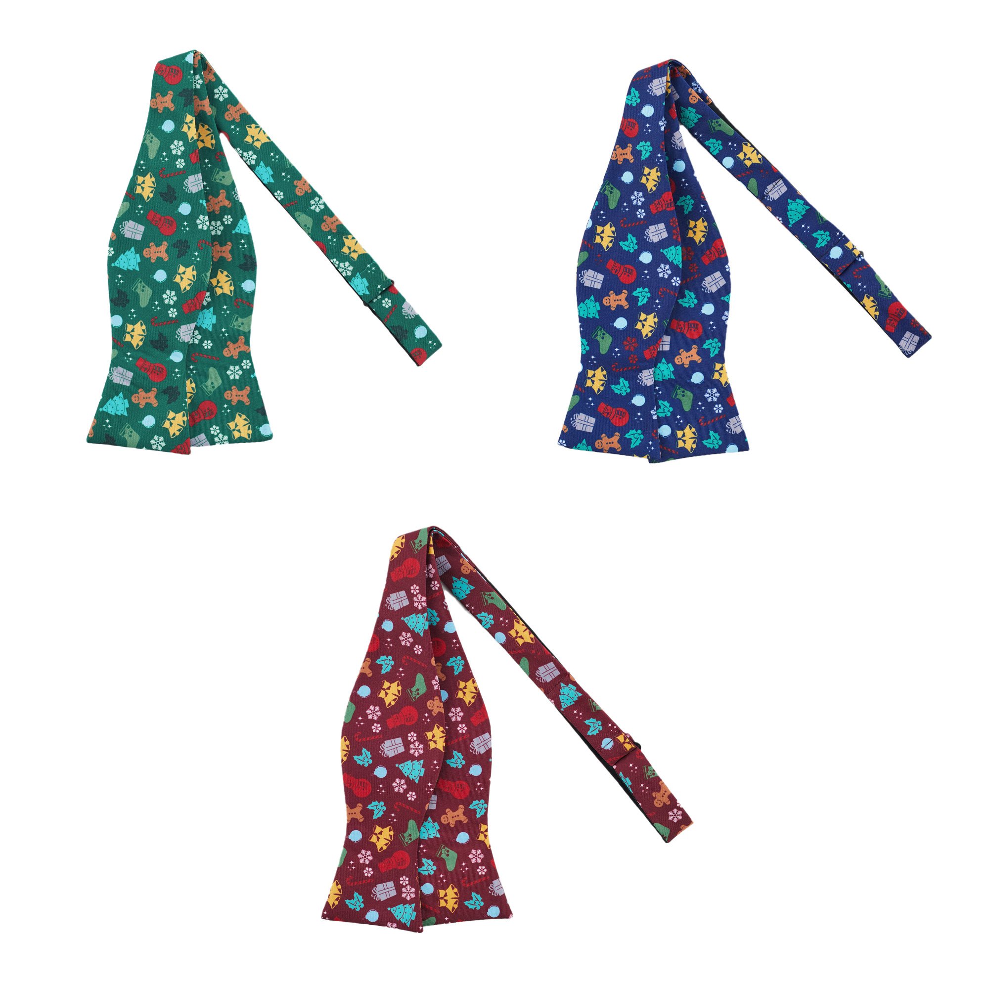 Men's Christmas Tree Decors Snowman Gingerbread Gifts Snowflakes Traditional Freestyle Self-Tie Bow Tie - Red