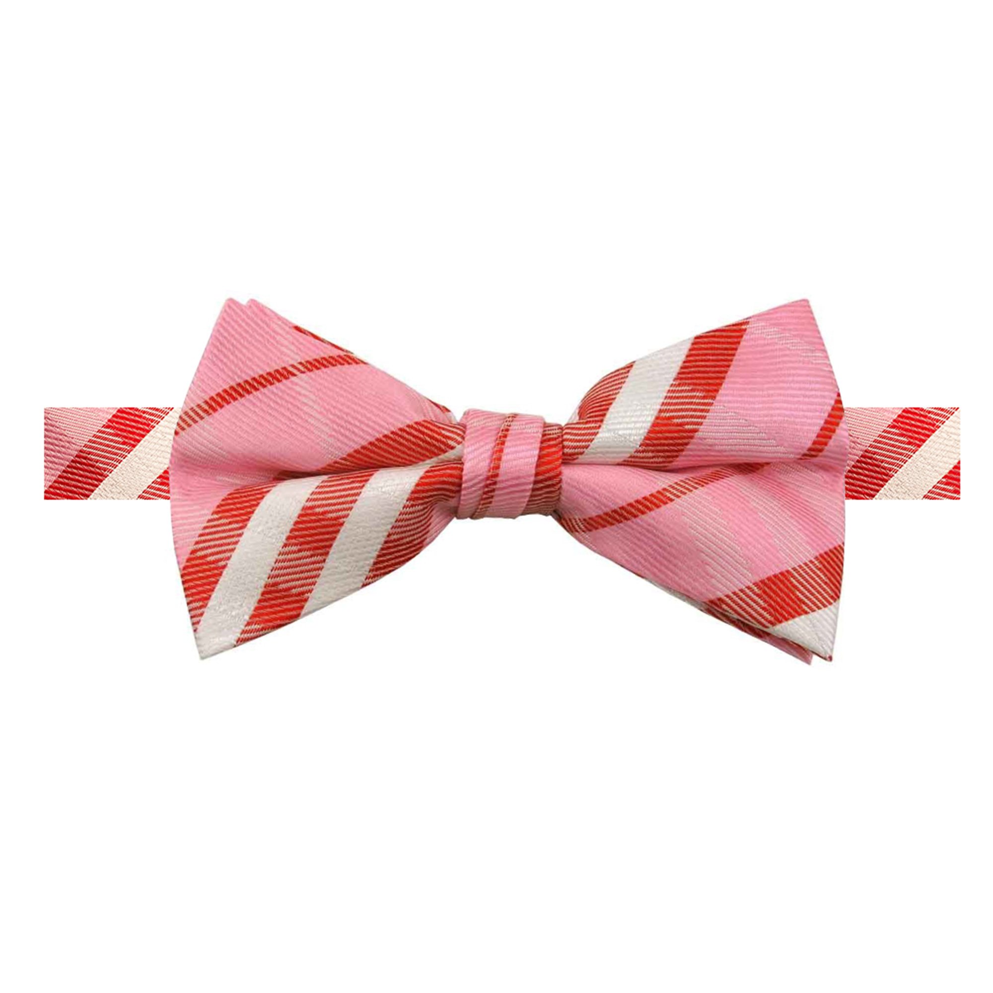 Men's Tartan Plaid Pre-Tied Adjustable Banded Bow Tie - Pink