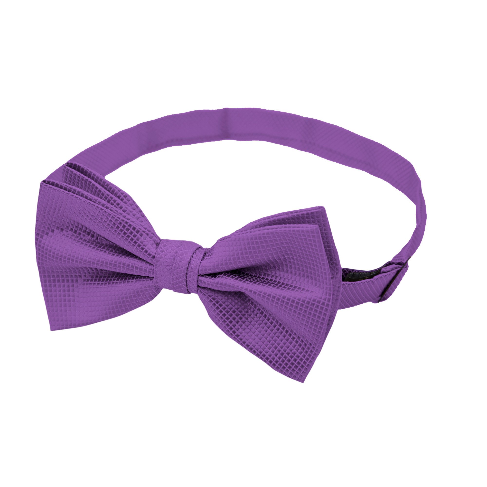 Men's Woven Subtle Mini Squares Adjustable Pre-Tied Banded Bow Tie - Purple