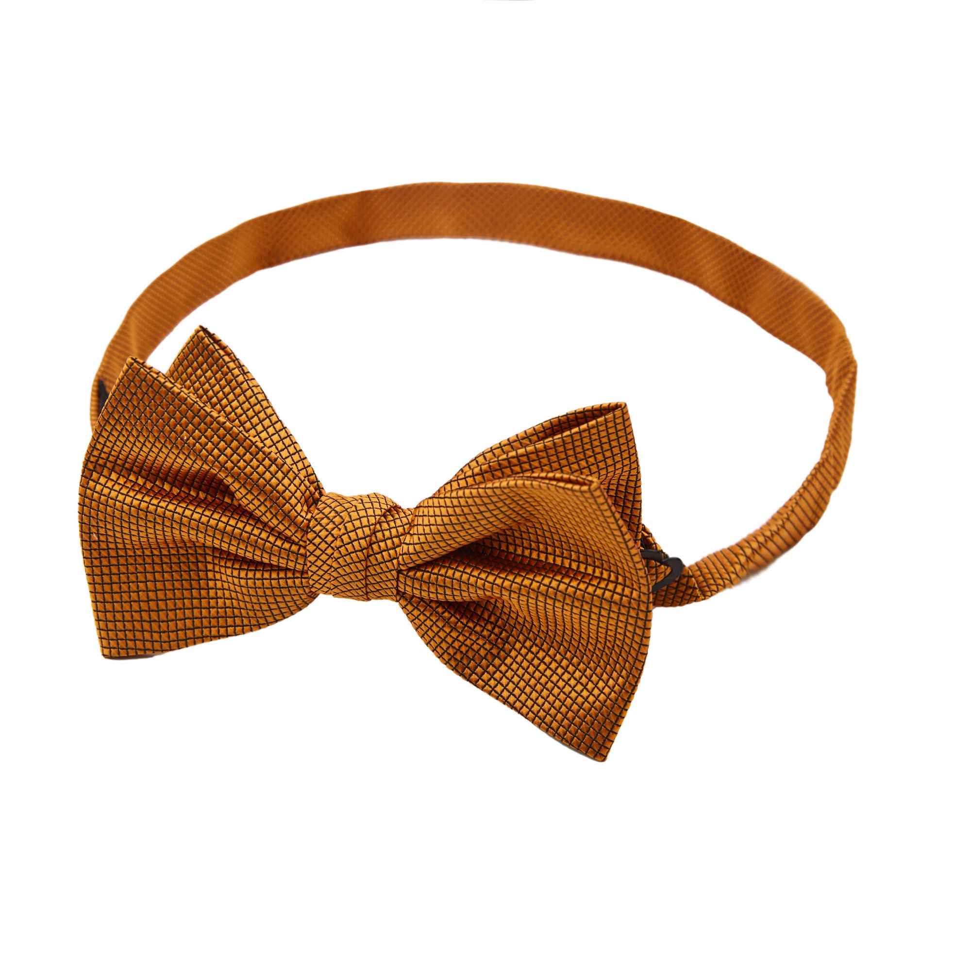 Men's Woven Subtle Mini Squares Adjustable Pre-Tied Banded Bow Tie - Vegas Gold