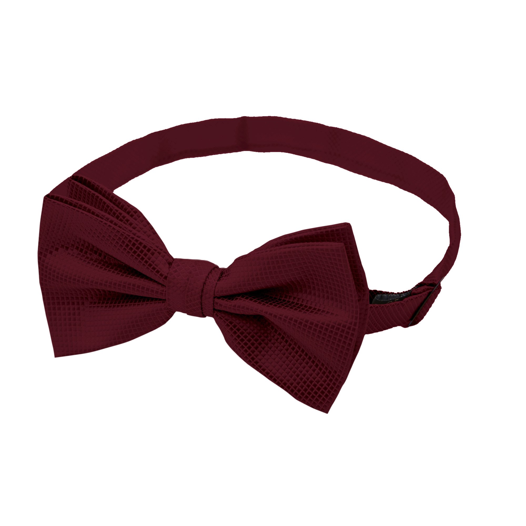 Men's Woven Subtle Mini Squares Adjustable Pre-Tied Banded Bow Tie - Burgundy