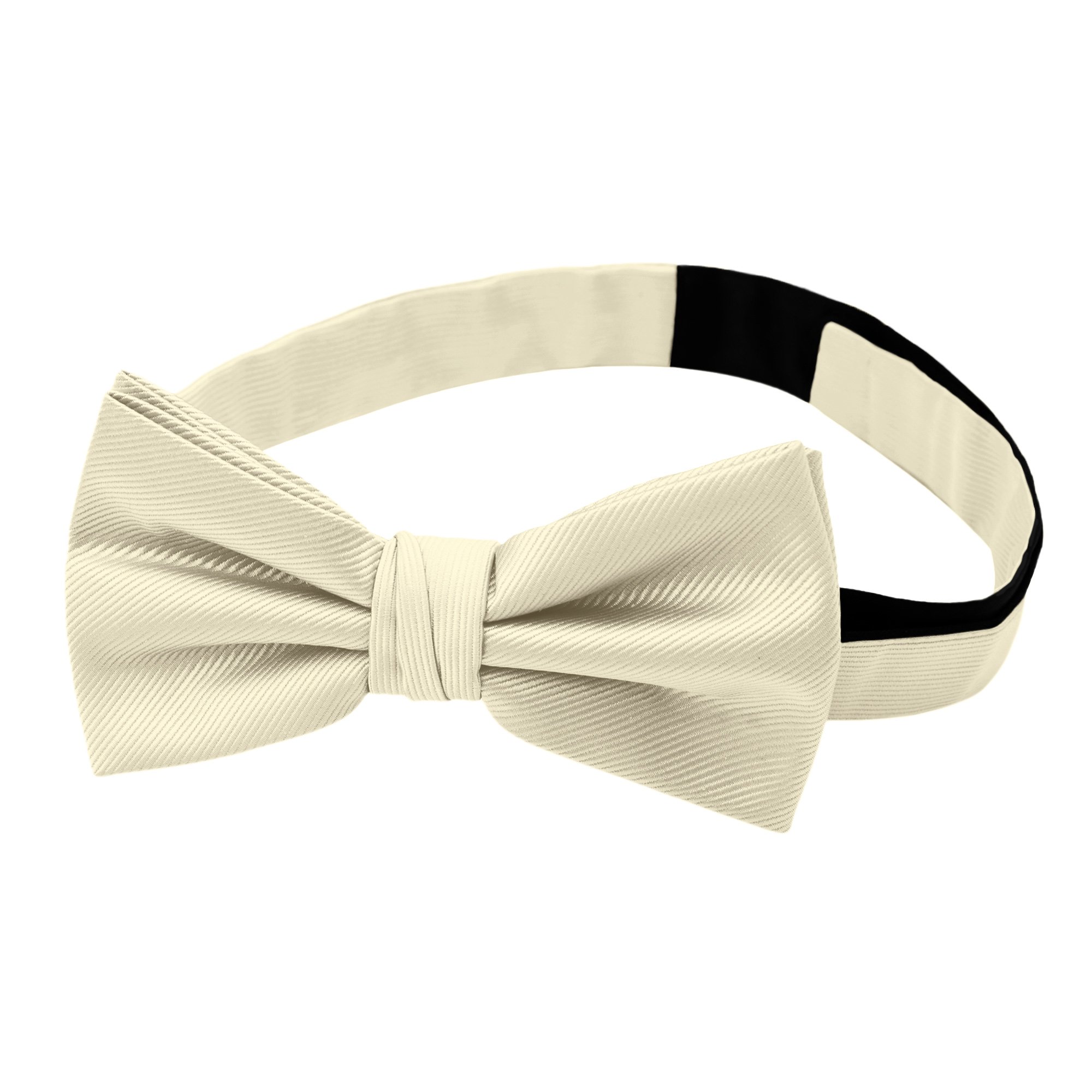 Men's Silk Blend Solid Color Pre-Tied Adjustable Banded Bow Tie - Mod White