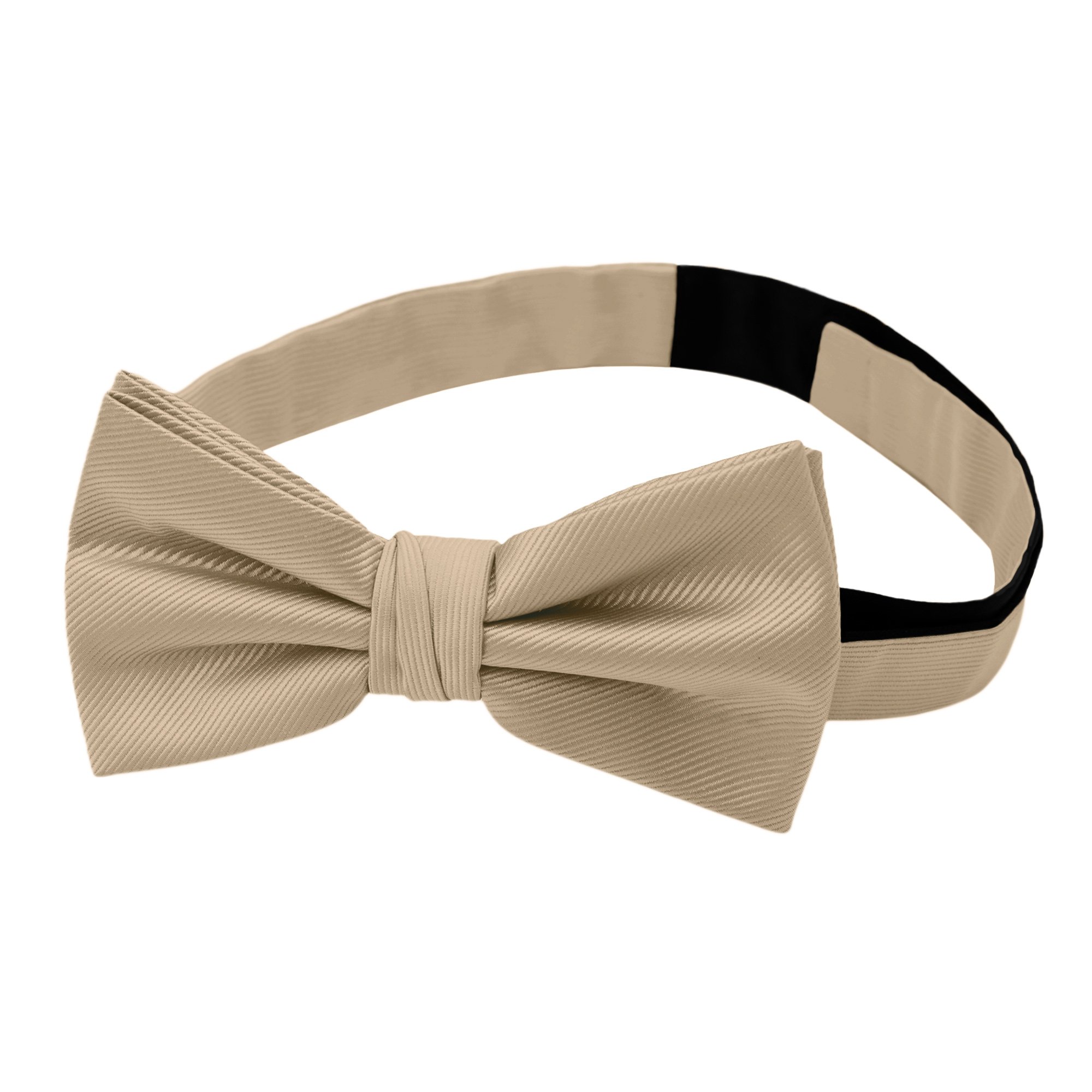 Men's Silk Blend Solid Color Pre-Tied Adjustable Banded Bow Tie - Biscotti