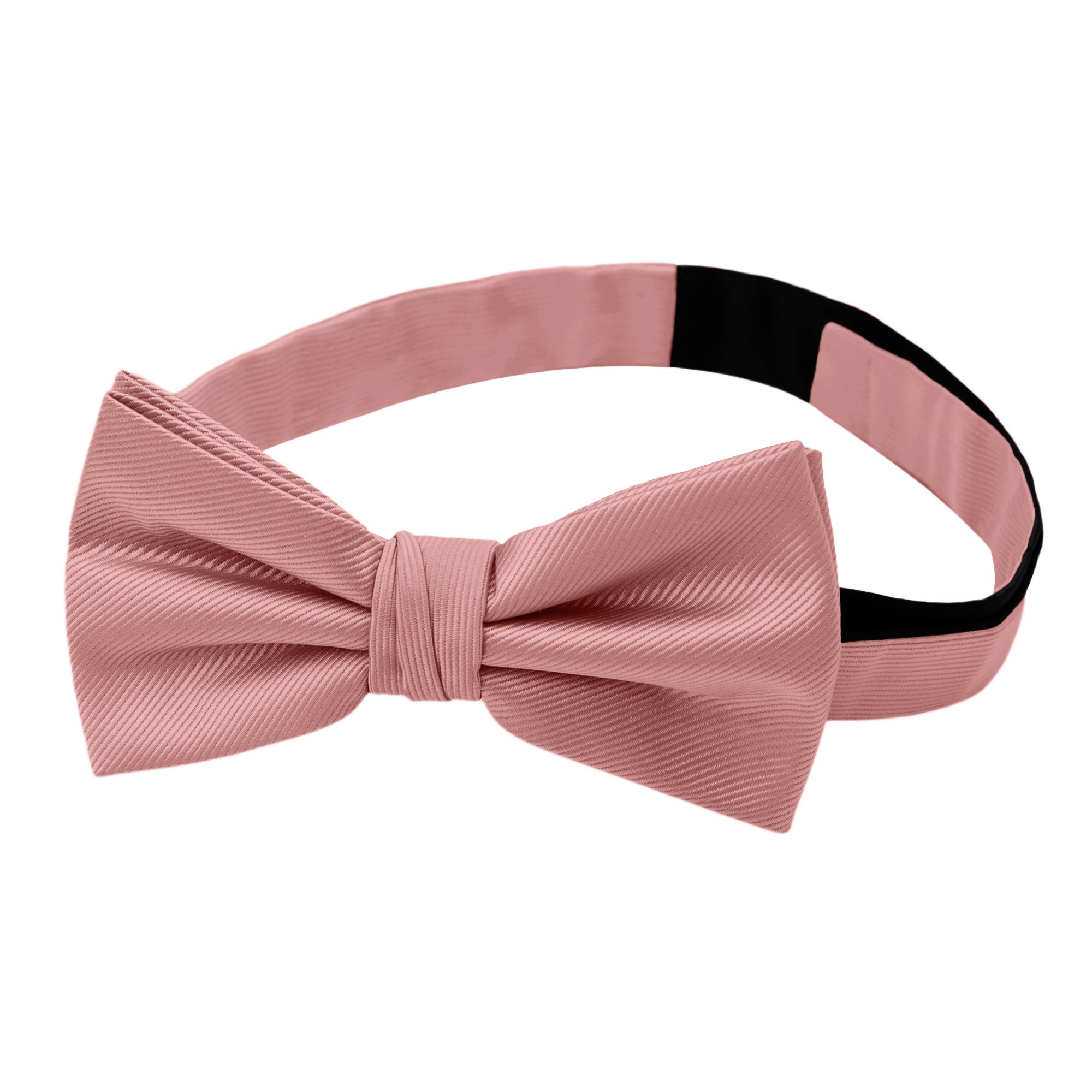 Men's Silk Blend Solid Color Pre-Tied Adjustable Banded Bow Tie - Warm Pink