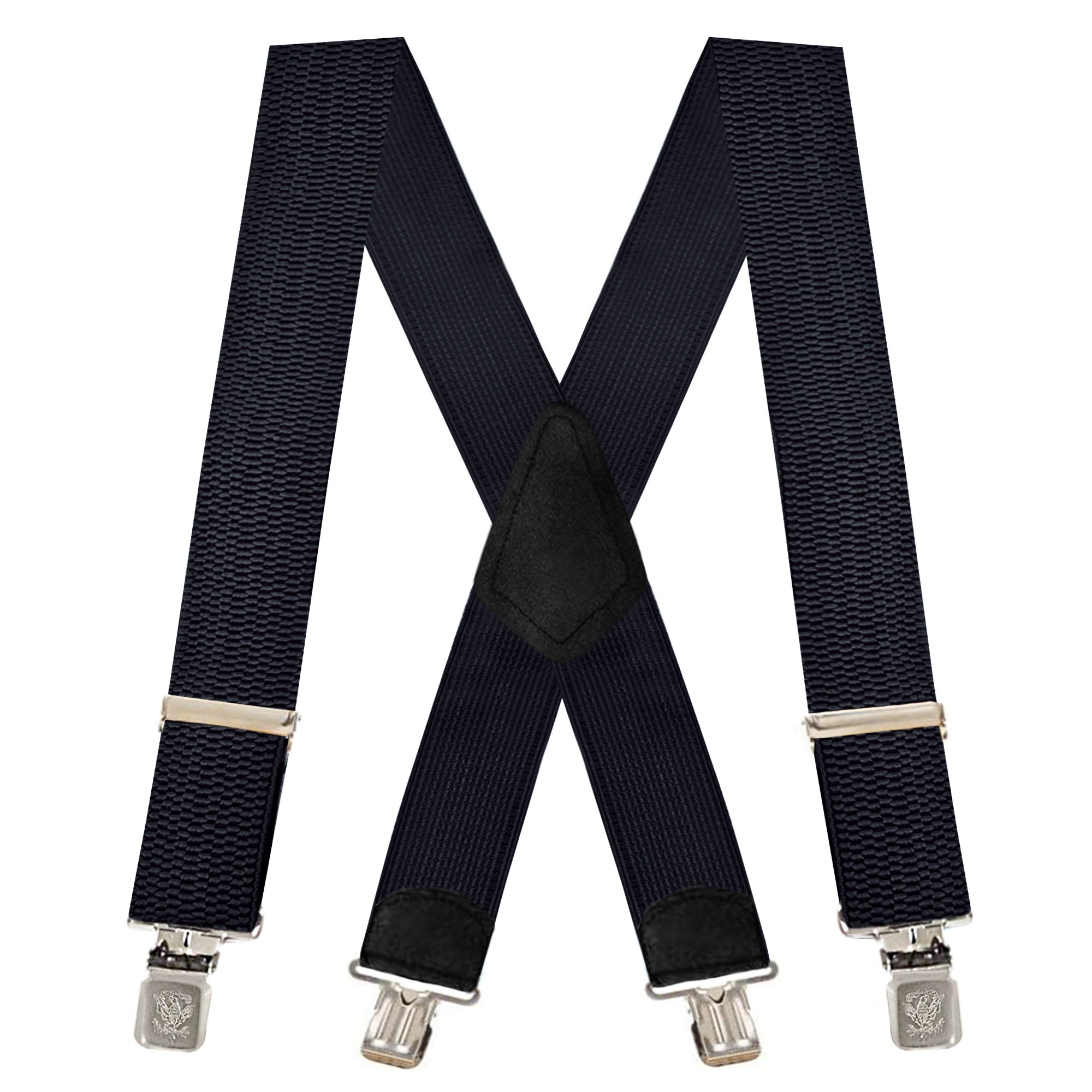 2 Inch Wide X-Back Construction Clip Suspenders - BLACK