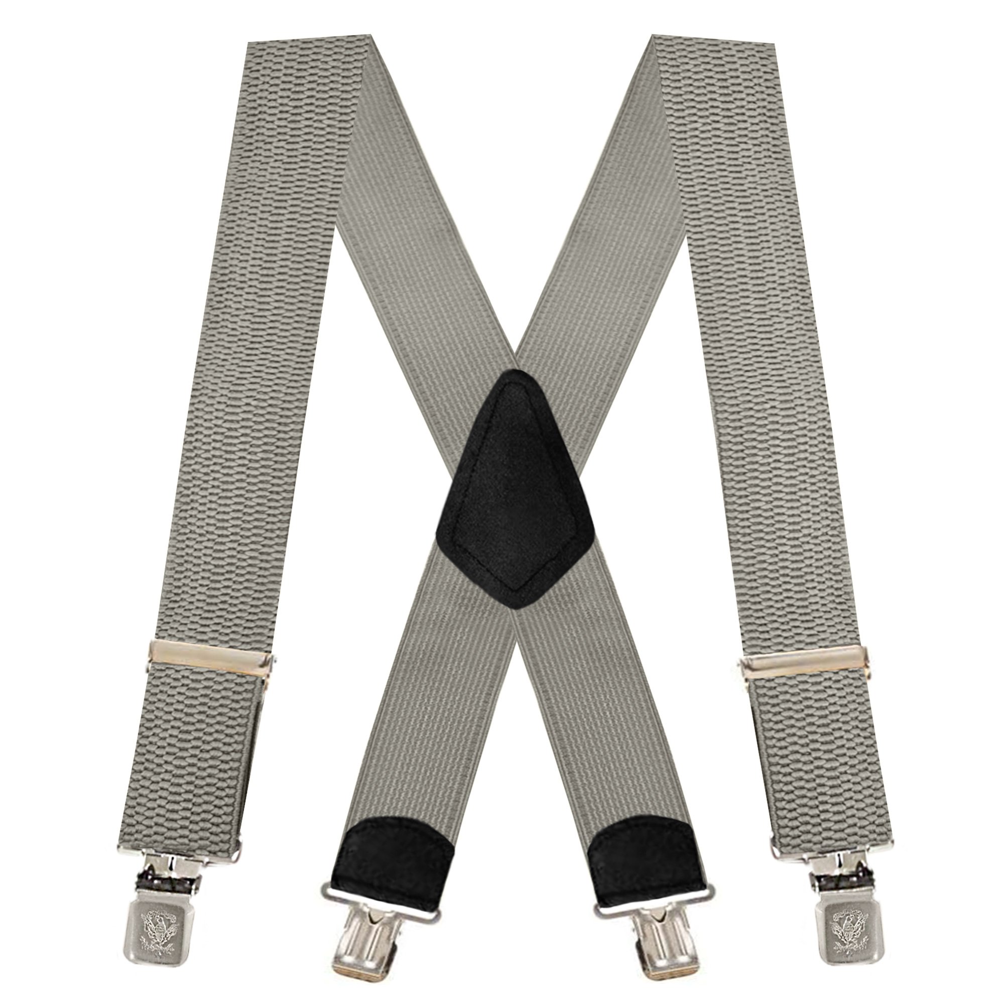 2 Inch Wide X-Back Construction Clip Suspenders - GREY