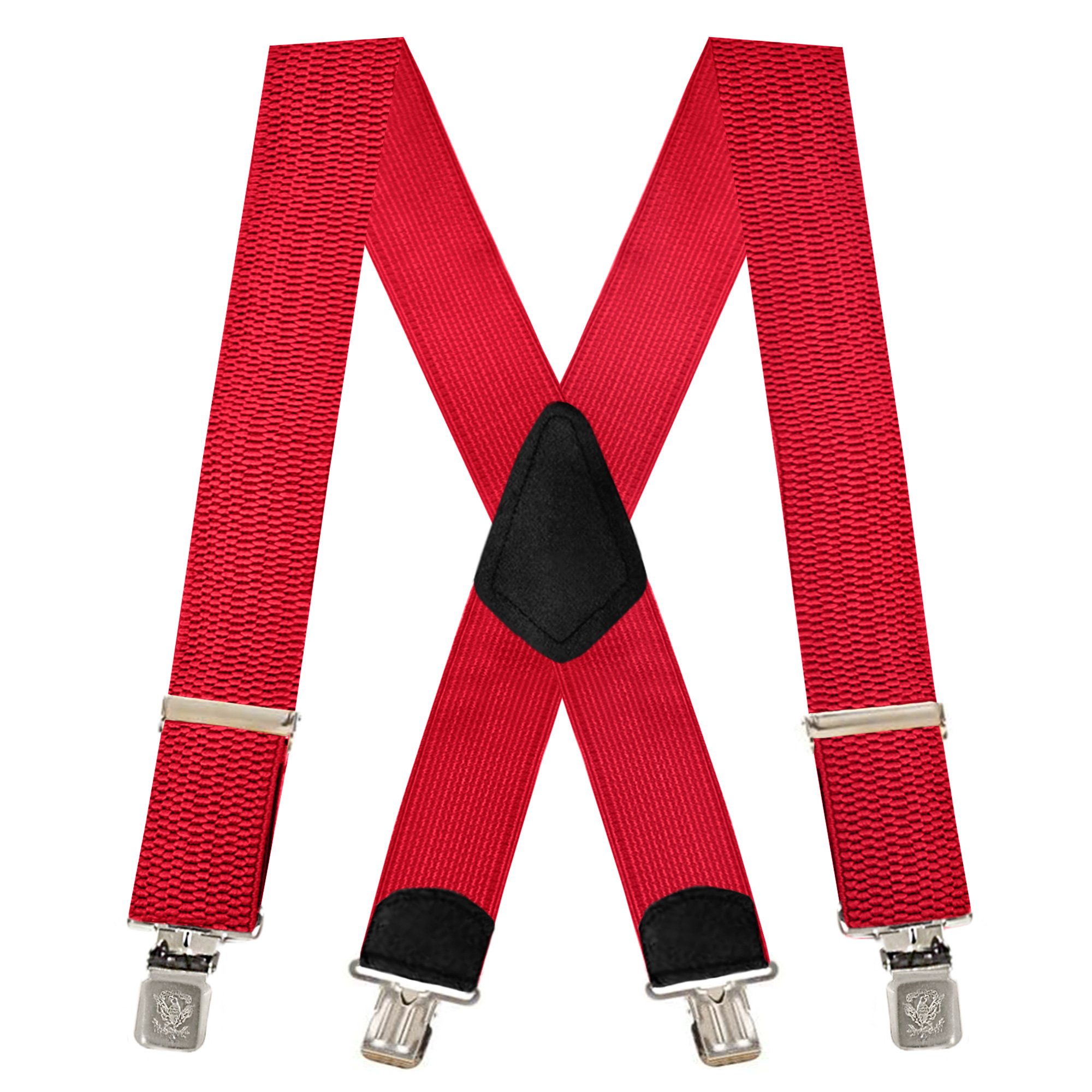 2 Inch Wide X-Back Construction Clip Suspenders - RED