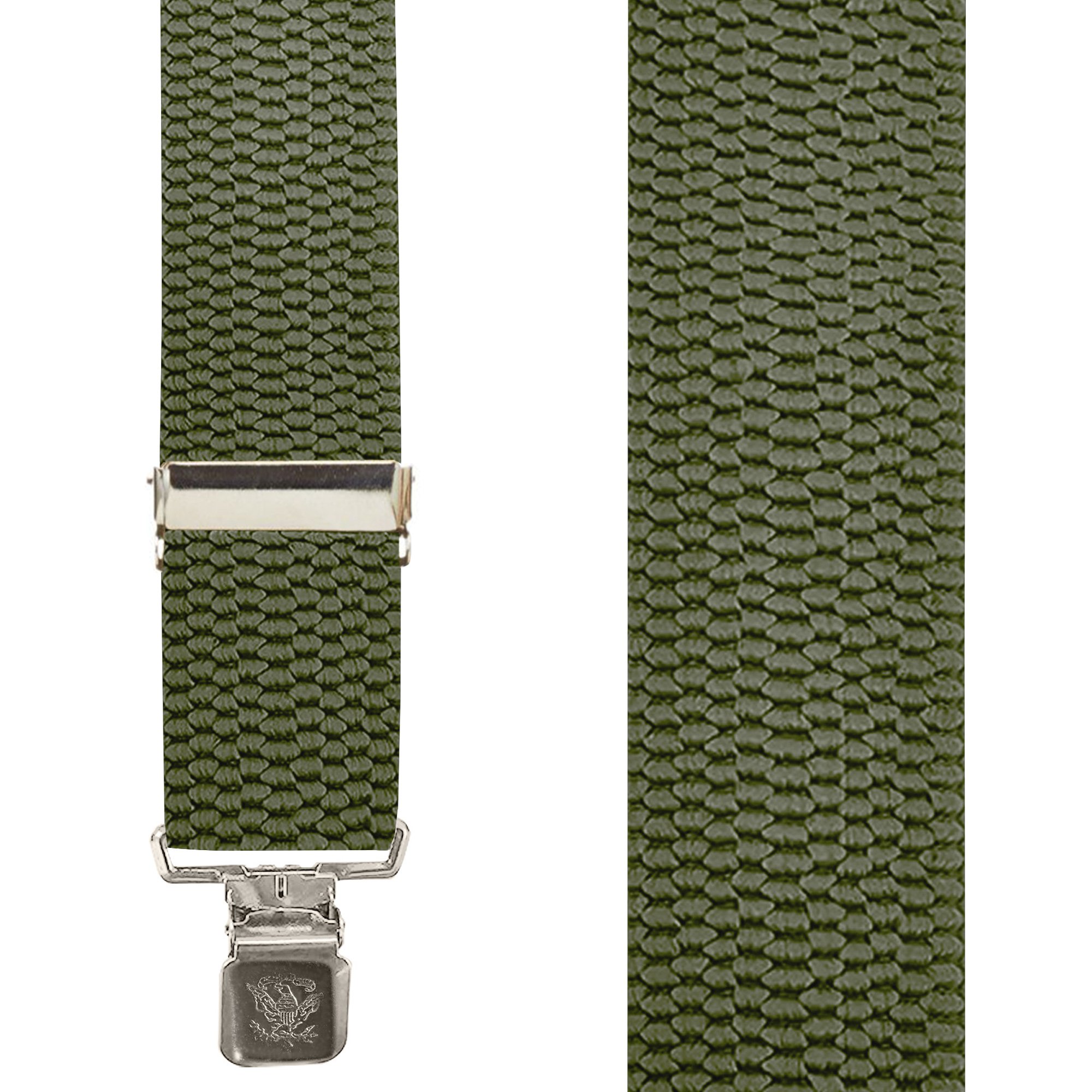 2 Inch Wide X-Back Construction Clip Suspenders - OLIVE