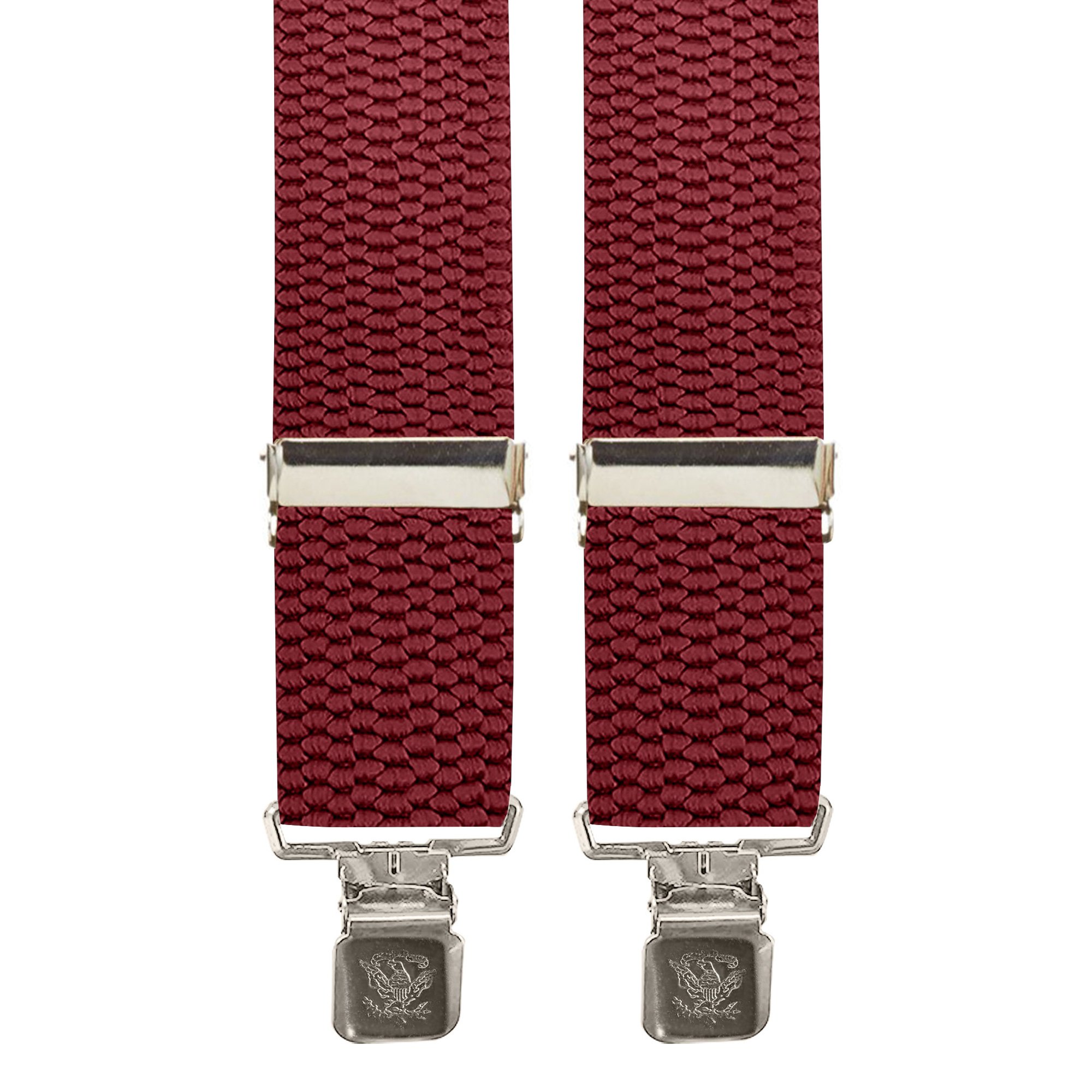 2 Inch Wide X-Back Construction Clip Suspenders - BURGUNDY