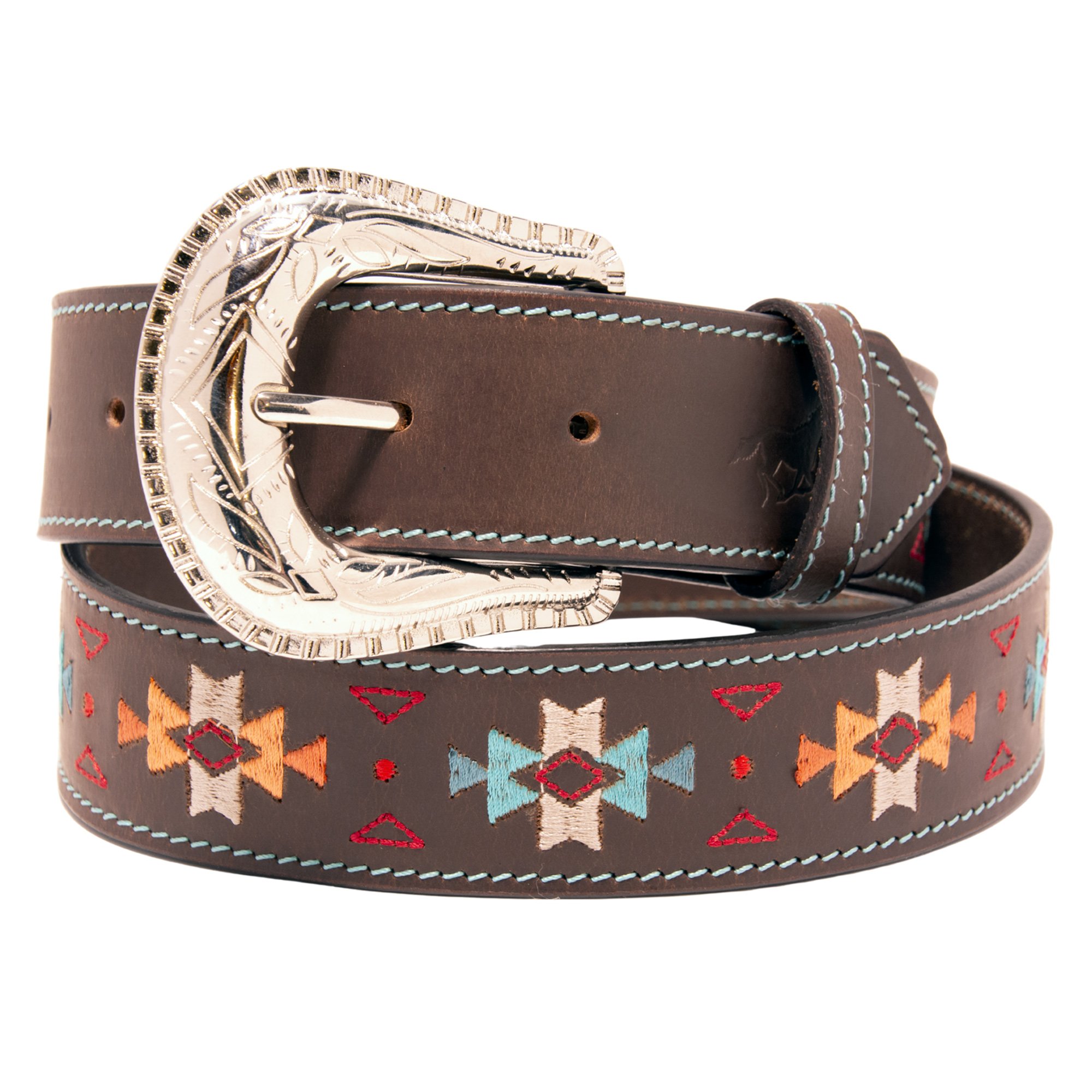 Southwestern Embroidery Top Grain Leather Belt