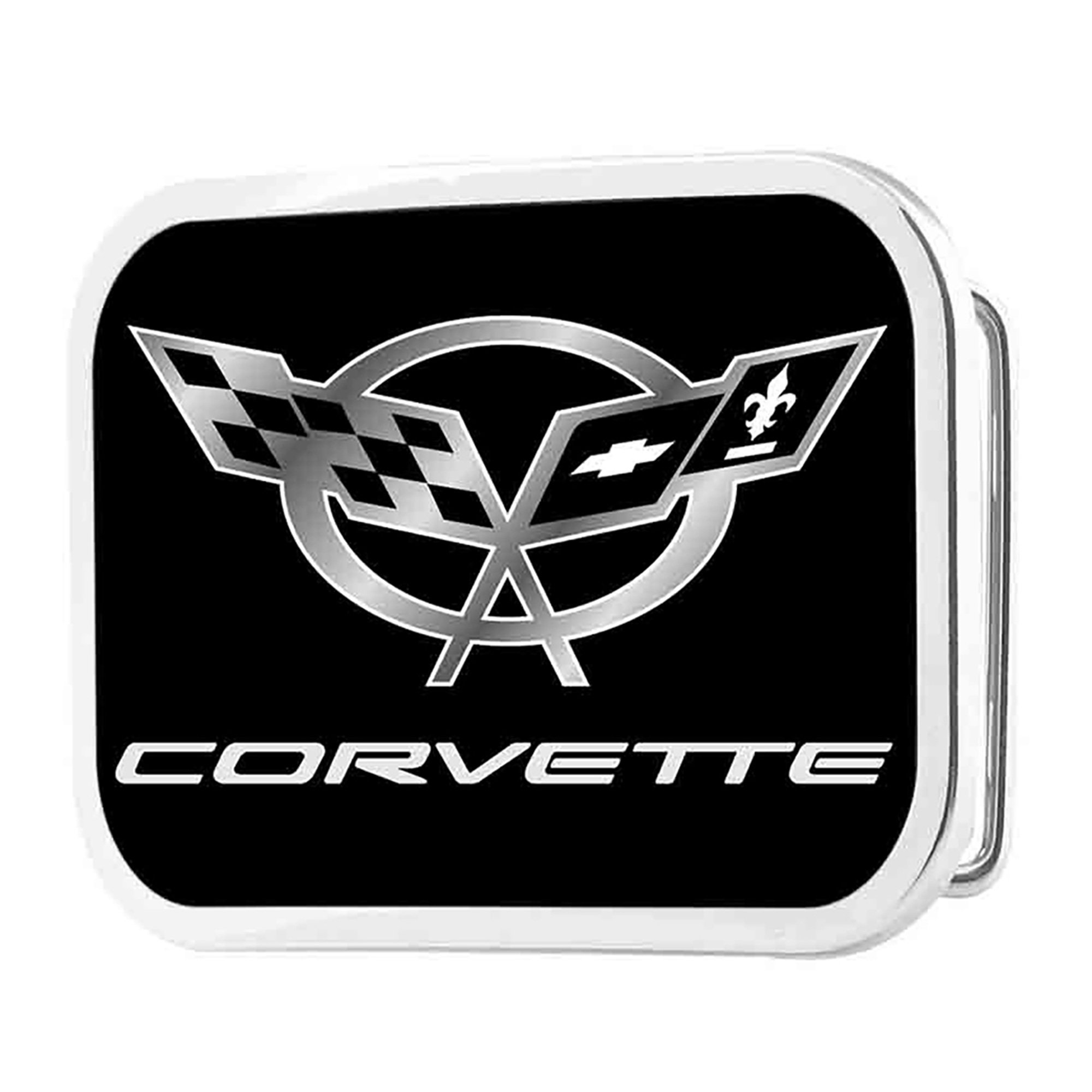 Corvette Black Silver Belt Buckle