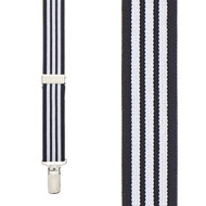 O'Connell's Silk Suspenders - Black & White Stripe (106457