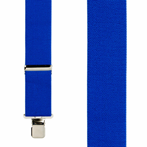 Royal Blue Elastic Clip-On Suspenders, 2-Inch Wide - SuspenderStore