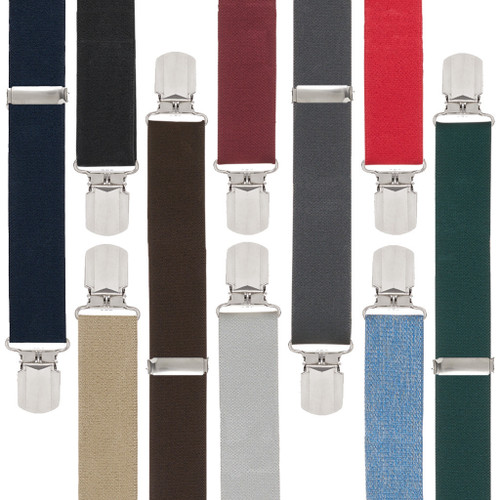 【THE MOZZ】Kai String Suspenders Big & Tall Suspenders - 1.5 Inch Wide Solid Pin Clip