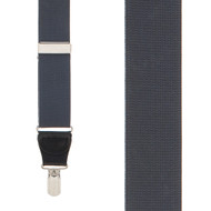 Elegant grey silk suspenders with hand-shaded leather parts