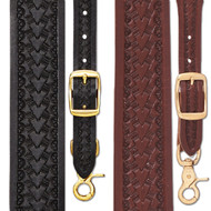 Western Leather Chain Stitched Suspenders - 2 Colors