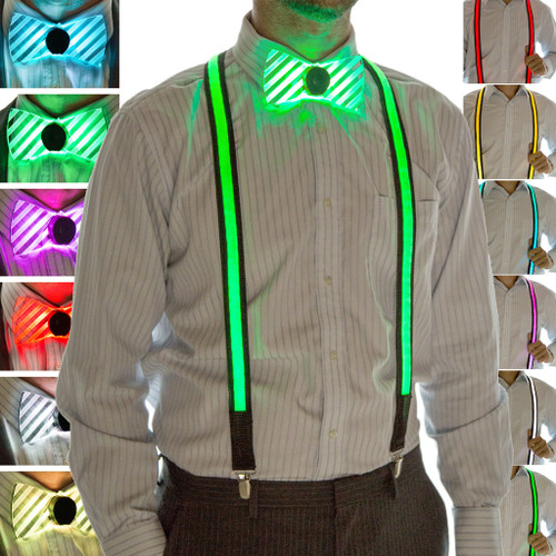 Light Up Neon Bow Tie and Suspenders Set SuspenderStore