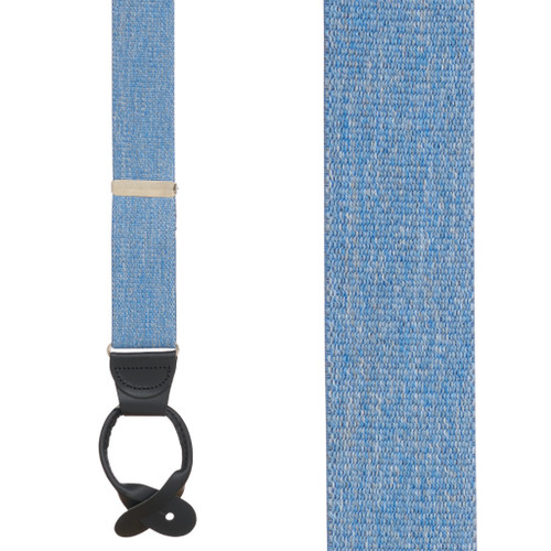 DENIM Black Leather Button-on Suspenders 1.5 | SuspenderStore