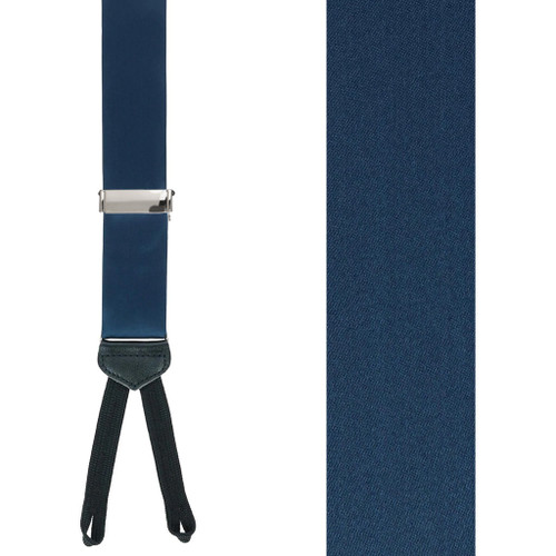 NAVY BLUE Silk Suspenders - 1.38-Inch Wide - Runner End