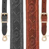Hand Tooled 1.5-Inch Western Leather Southwest Suspenders - Trigger Snap - Black & Brown
