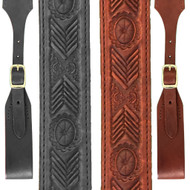 Hand Tooled 1.5-Inch Western Leather Southwest Suspenders - Belt Loop - Black & Brown