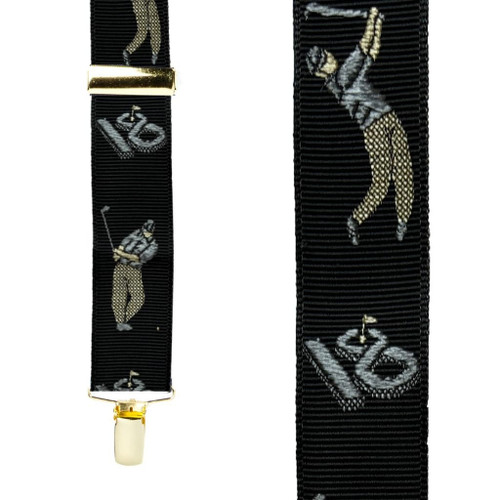 Golfer Grosgrain Black Suspenders - CLIP - Suspender Store