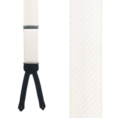 【4031】EGDE RAVE SUSPENDERS JOCK白 IVORY Diagaonal Stripe Silk Tuxedo Suspenders | SuspenderStore