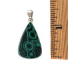 Size of teardrop-shaped sterling silver Malachite pendant. 