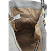 Inside of gray Iris hobo vegan leather purse. 