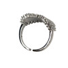 Backside  of Rhodium plated silver CZ heart adjustable ring.  