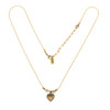 Pave heart with Citrine beads on a gold vintage style chain full view. 