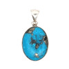 Blue oval Turquoise sterling silver pendant. 