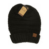 Solid Black Slouchy Beanie Knit Hat 