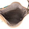 Inside the blue butterfly hobo crossbody purse. 
