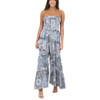 Angie Clothing Paisley Print Smocked Bodice Wide Leg Jumpsuit - front view
